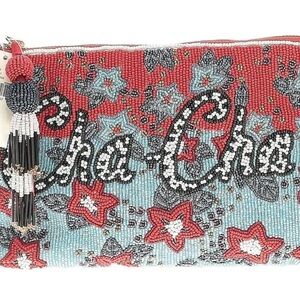 Anthropologie Cha-Cha Beaded Clutch - Red and Blue